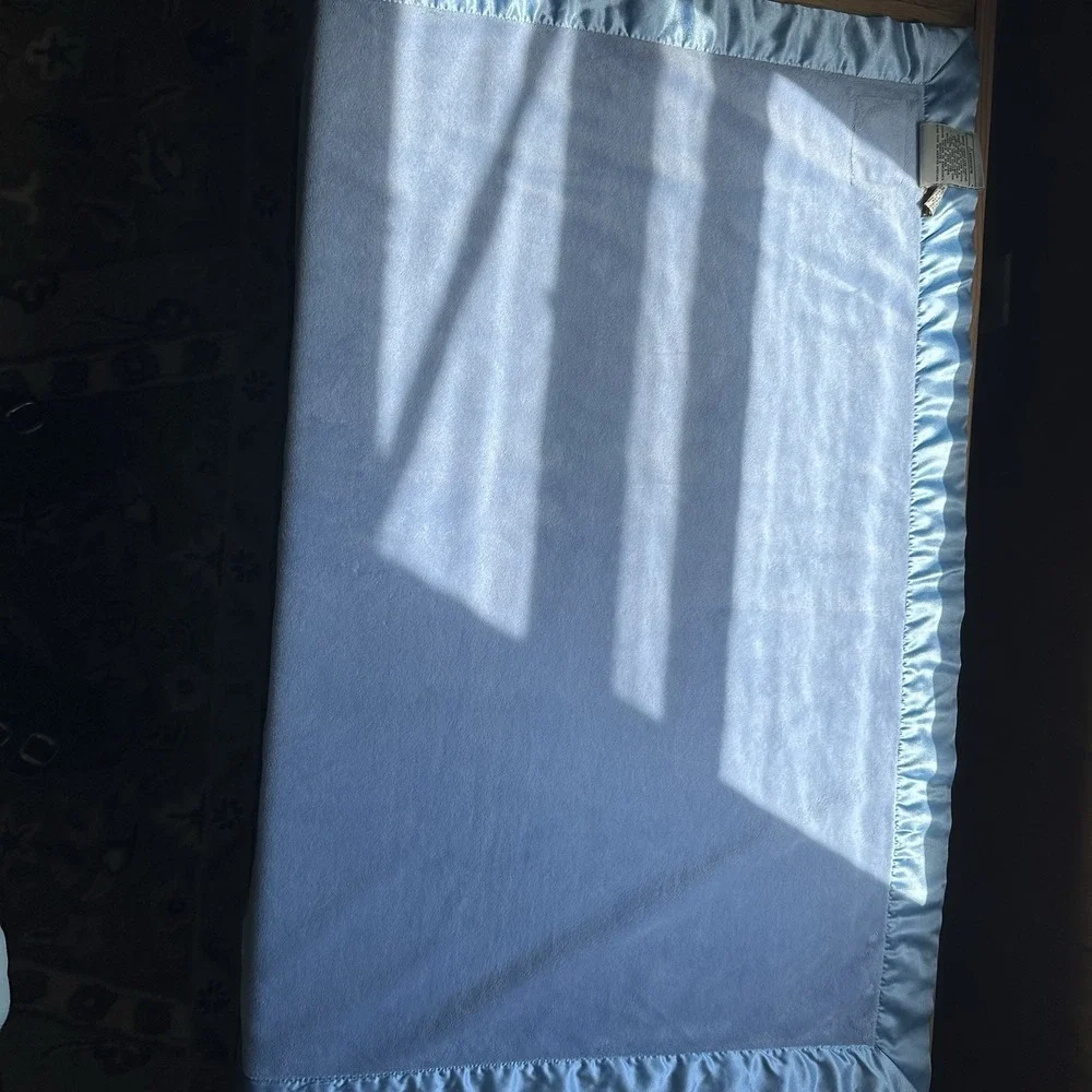 VTG My Blankee Light Blue Soft Baby Blanket with Satin Trim Made In USA 34 X 29